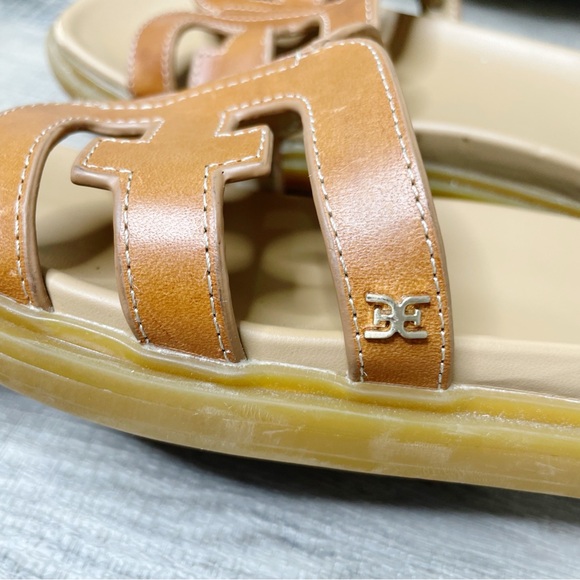 Sam Edelman Valeri Leather Cutout Slip On Comfort Sandals Cognac Size 7M - Picture 7 of 9